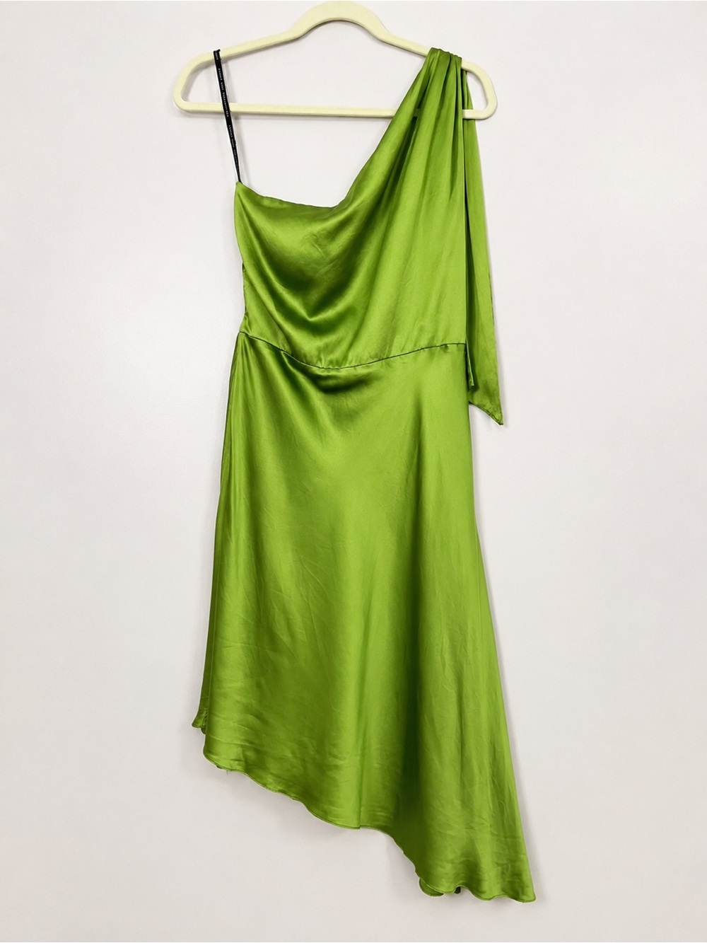 Jenny Yoo Collection 100% Silk One Shoulder Green Asymmetrical Cocktail Dress 12